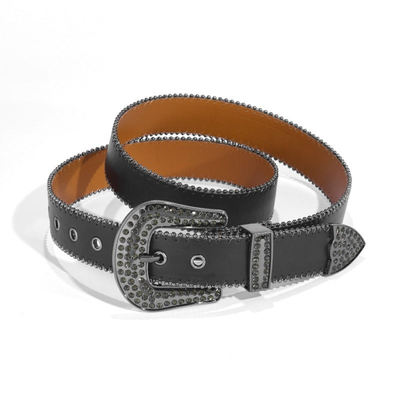 Hip-hop punk rhinestone belt punk style