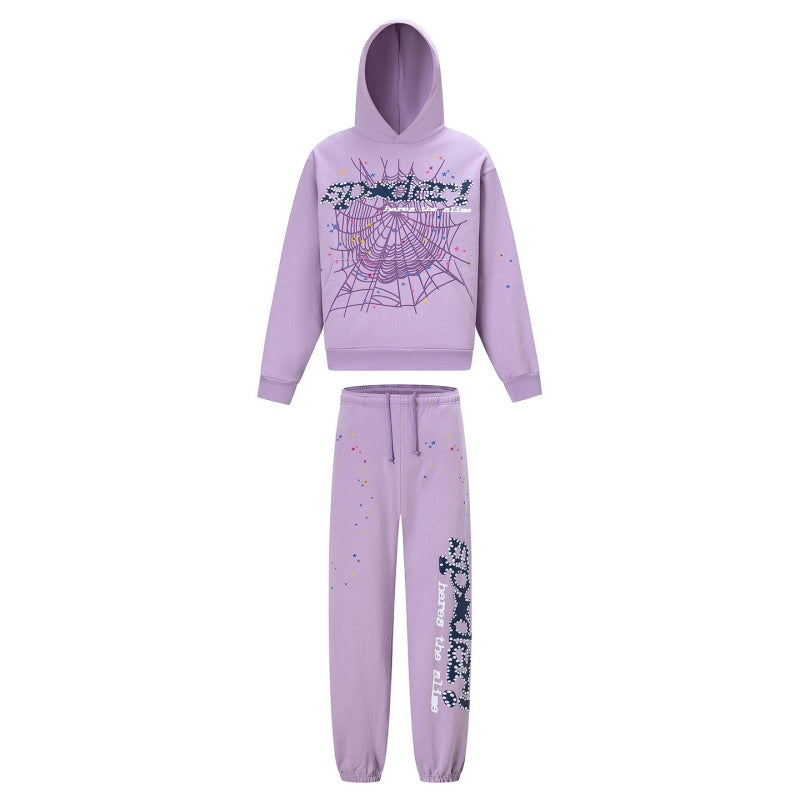 Spiderweb hoodie & sweatpants 2 piece set High-quality pure cotton for autumn and winter
