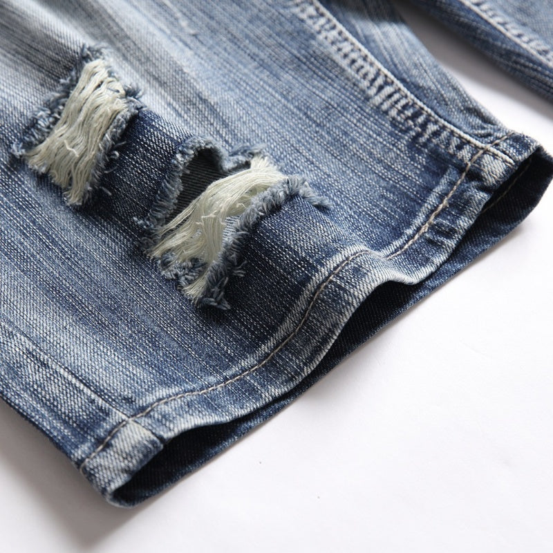 Denim shorts High-quality trendy casual pure cotton Non-stretch plus-size men's clothing