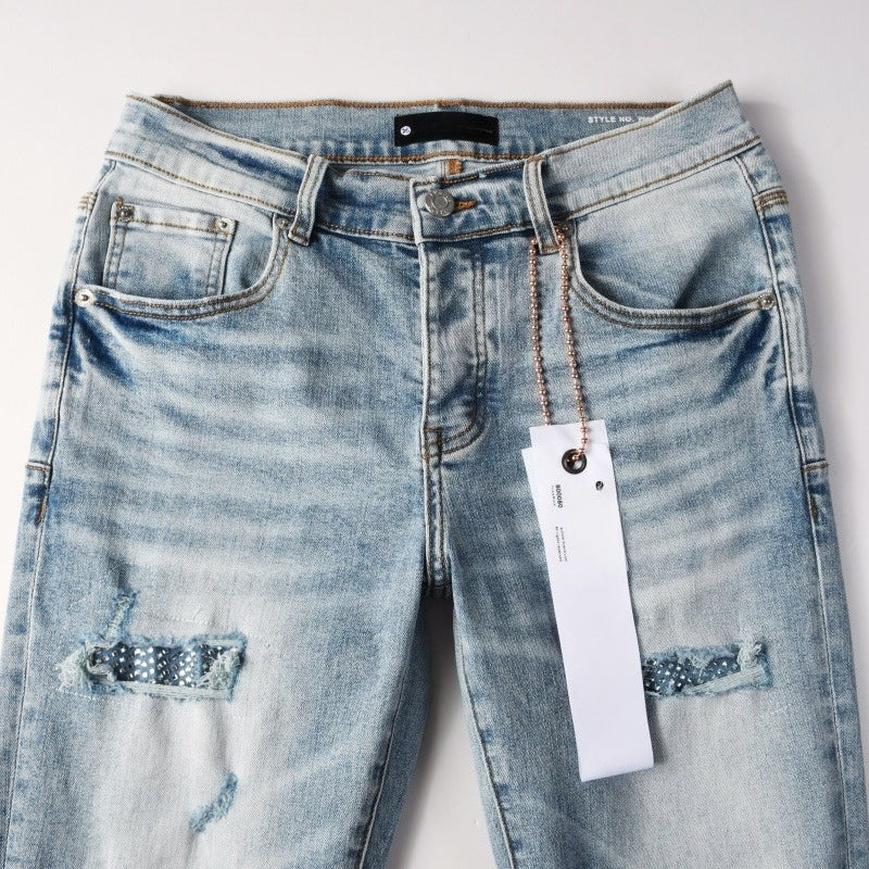 Purple brand Jeans High-quality pure cotton streetwear trousers Hole