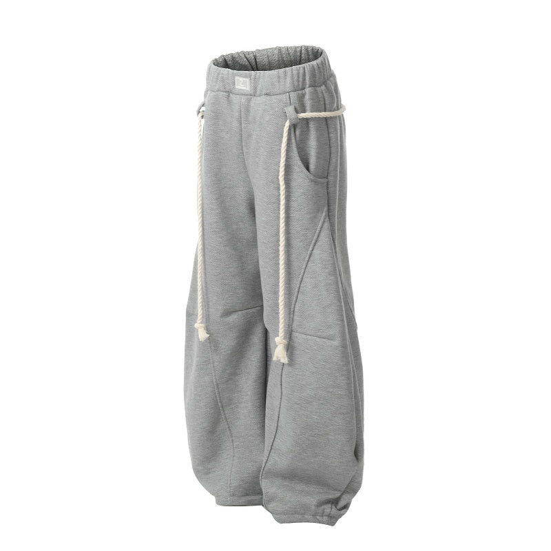 American-style streetwear harem pants Diagonal Stitch Relaxed Curved Leg Bottoms