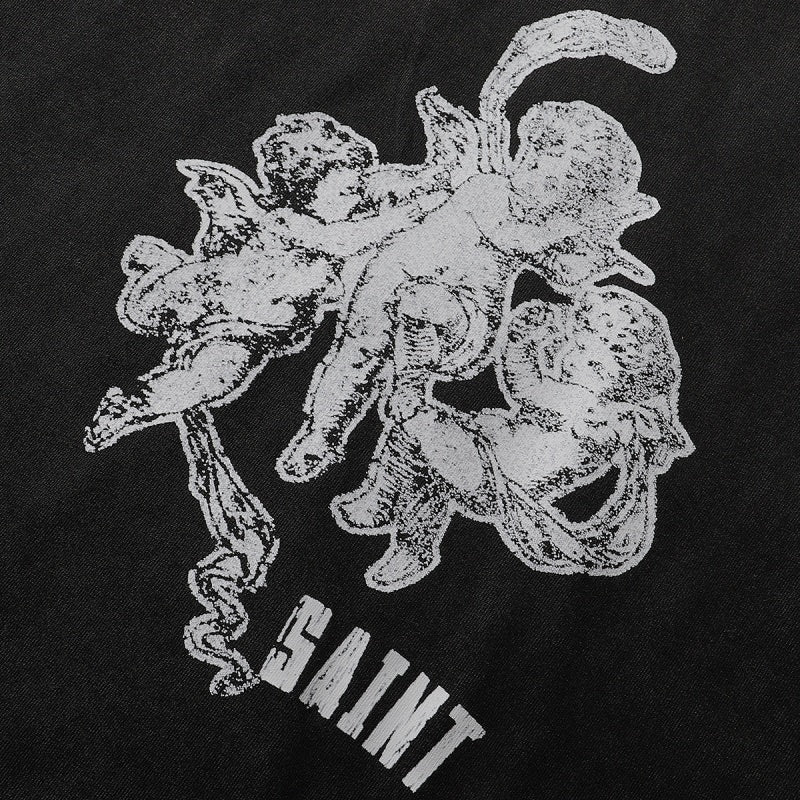 Saint Michael T Shirts Distressed Print Saint Multiple Angels Dark Base Art
