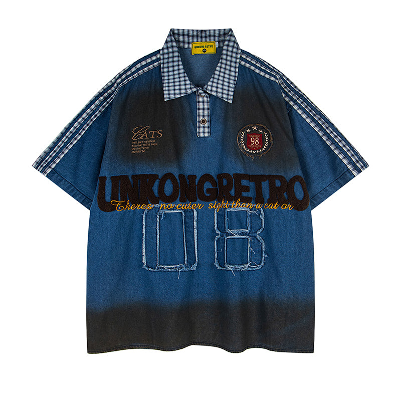 Unisex vintage T-shirt Polo shirt with a stand-up collar