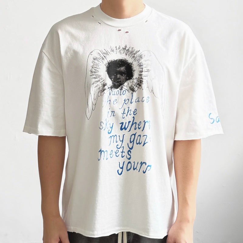 Unisex Vintage T Shirts Saint x Gallery Dept. "Guardian Angel" Collaboration (Limited Edition). Features heavyweight 320g fabric that retains its quality after washing and matches the original specifications. Constructed using vintage-style single-st