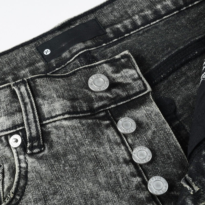 Purple brand Jeans High-quality pure cotton streetwear trousers Rhinestone