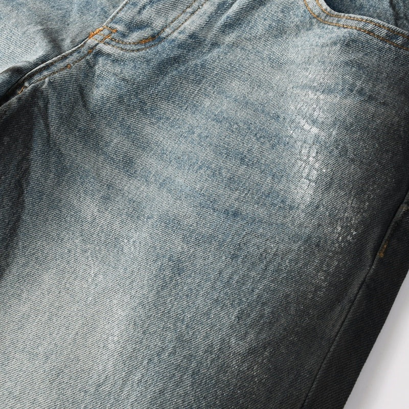 Purple brand Jeans High-quality pure cotton streetwear trousers Oiled finish with a faux snakeskin pattern