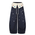 American-style streetwear harem pants Fluffy Star Waist Collar Ruched Balloon Trousers