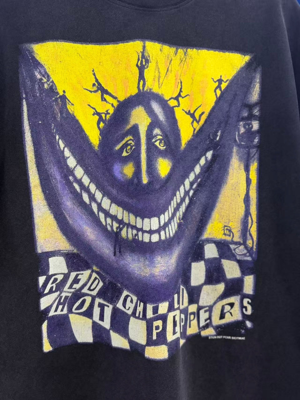Vintage style washed summer wear T shirt Purple Grimace