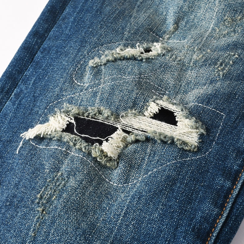 Purple brand Jeans High-quality pure cotton streetwear trousers Hole