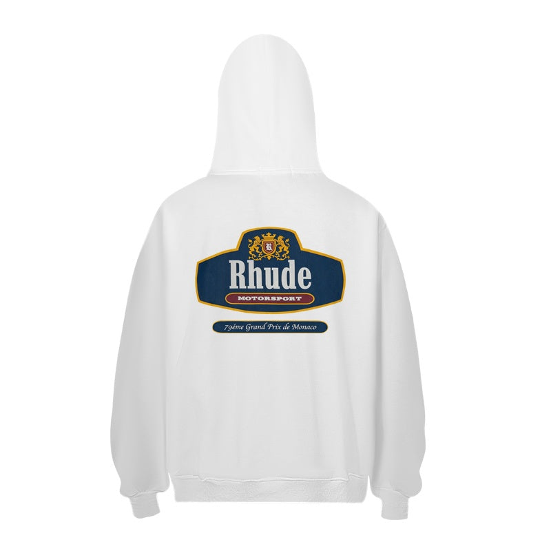 RHUDE Hoodie Dual‑Sided Graphic Retro Crest Hoodie
