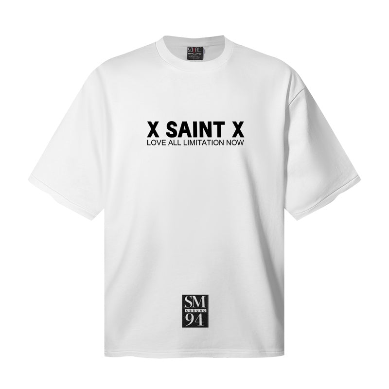 Saint Michael T Shirts SM94 Bottom Tag Simple Text Logo Streetwear
