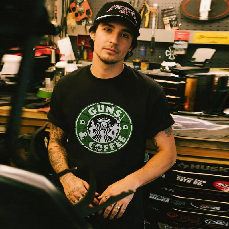 Mens T-shirt Vintage American-style Prank Starbucks
