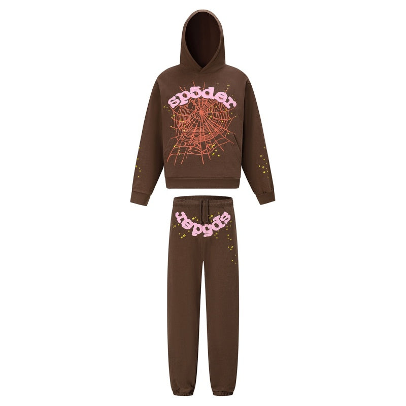 Spiderweb hoodie & sweatpants 2 piece set High-quality pure cotton for autumn and winter