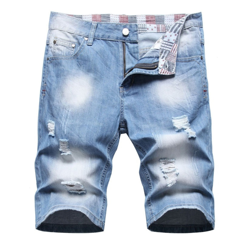 Denim shorts High-quality trendy casual pure cotton Non-stretch plus-size men's clothing