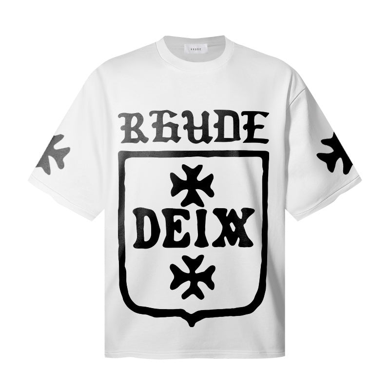 RHUDE T Shirts Old English Shield Typography