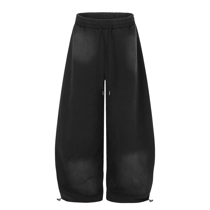American-style streetwear harem pants Distressed Spray Dye Number Graphic Wide Trousers