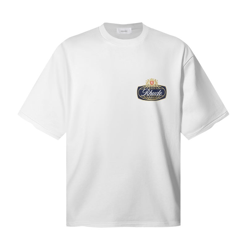 RHUDE T Shirts Royal Crown Globe Emblem