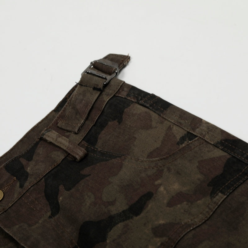 American-style streetwear harem pants Waist adjuster strap vintage silhouette