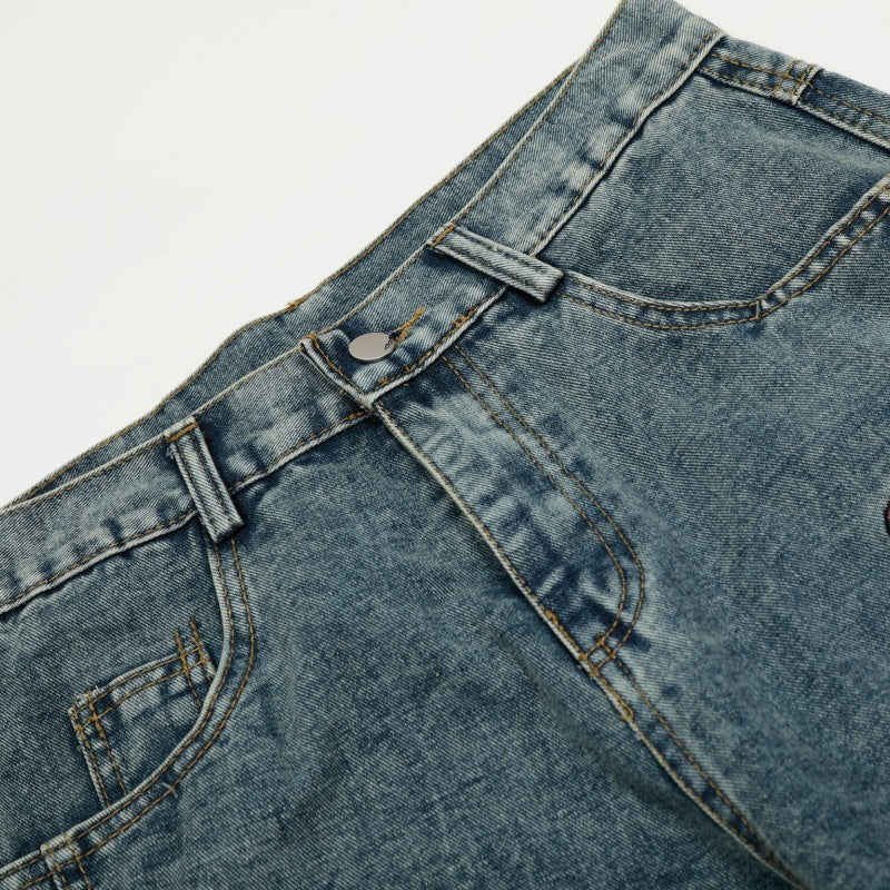 American-style streetwear harem pants Cute Bow Star Graphic Baggy Cargo Denim