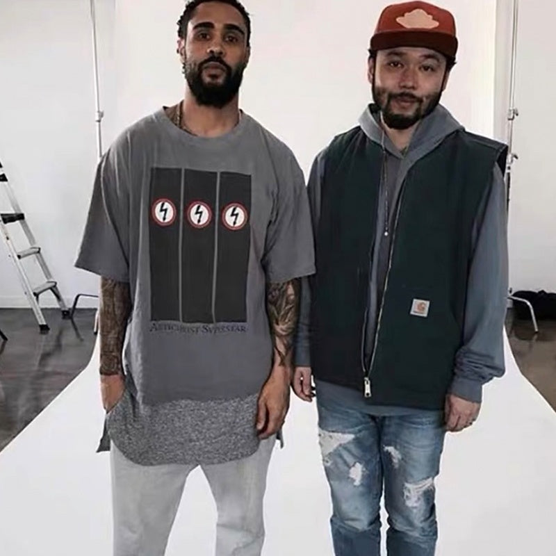 Mens T-shirt Vintage "Little Lightning" style worn by Kanye and Pharrell