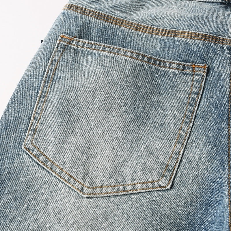 Purple brand Jeans High-quality pure cotton streetwear trousers Rhinestone-embellished straight-leg ripped jeans