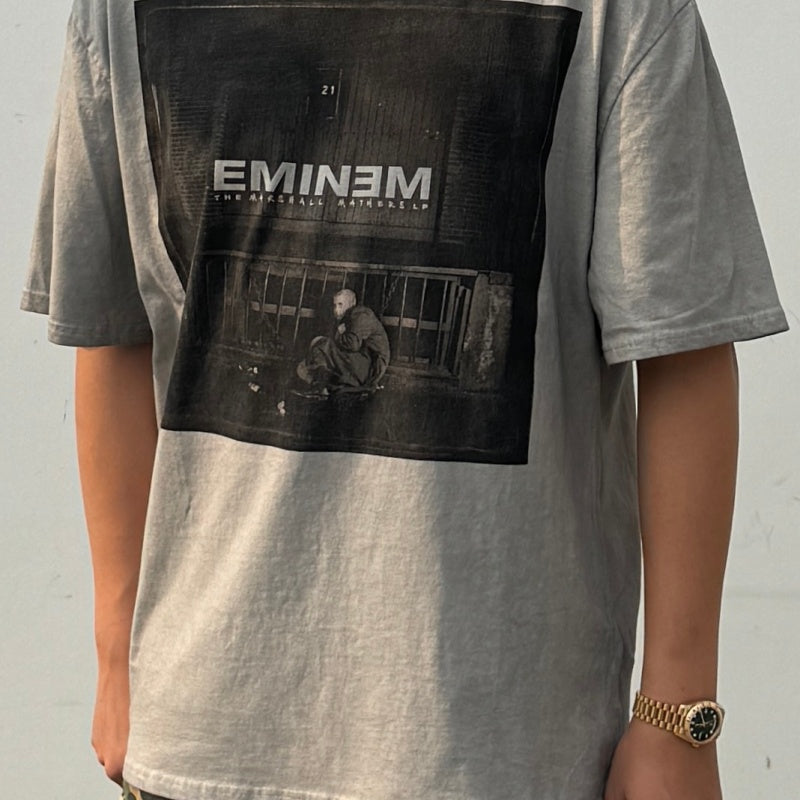 Unisex Vintage T Shirts Eminem "Stan" Letter Manuscript Limited Edition – Cement Grey T-Shirt featuring a special wash finish, custom heavyweight brushed fabric with a vintage feel, and direct-to-garment white ink printing.
