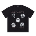 ERD T Shirts Sepia Tone Grid Art & Serif Letter Loose Fashion Top
