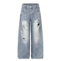 American-style streetwear harem pants Grunge Star Embroidery Denim Casual Wear