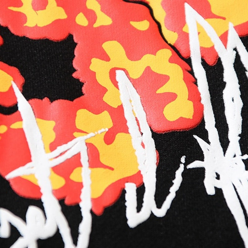 Denim Tears Hoodie Y2K Cactus Tears Caution Sign Graffiti Printed Oversized Hoodie