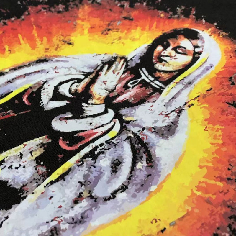 Saint Michael T Shirts Our Lady of Guadalupe Flame Aura Portrait Streetwear