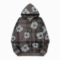 Denim Tears Hoodie Fleece Plaid Pattern Cotton Wreath Graphic Oversized