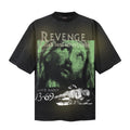 Saint Michael T Shirts Faded Green Sculpture Figure REVENGE LOVE SAINT T-shirt Front Design