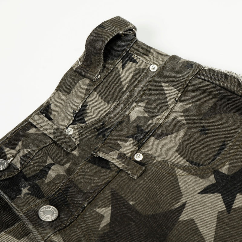 American-style streetwear harem pants Frayed Trim Multi-Pocket Relaxed Slacks