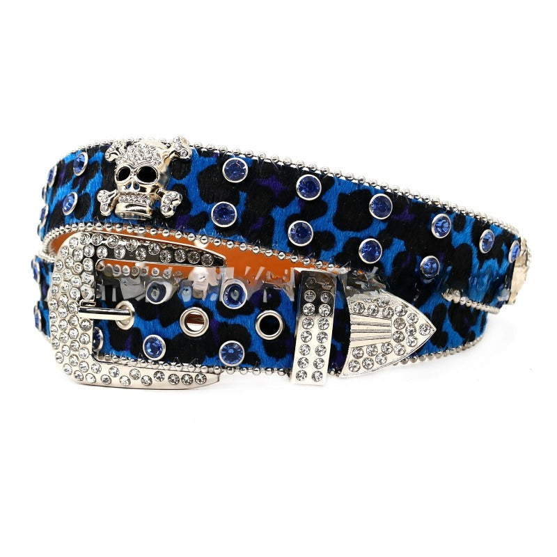 Hip-hop punk rhinestone belt skull punk style