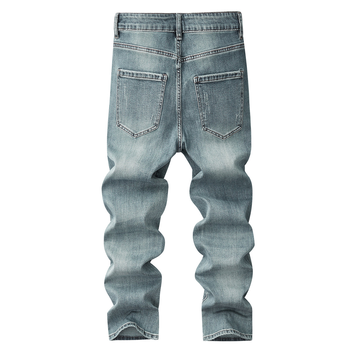 Denim Jacket & Jeans High-Street Trend Retro Casual Matching Distressed Denim Trucker Jacket and Slim-Fit Pants Outfit(jacket and jeans must be purchased separately.)