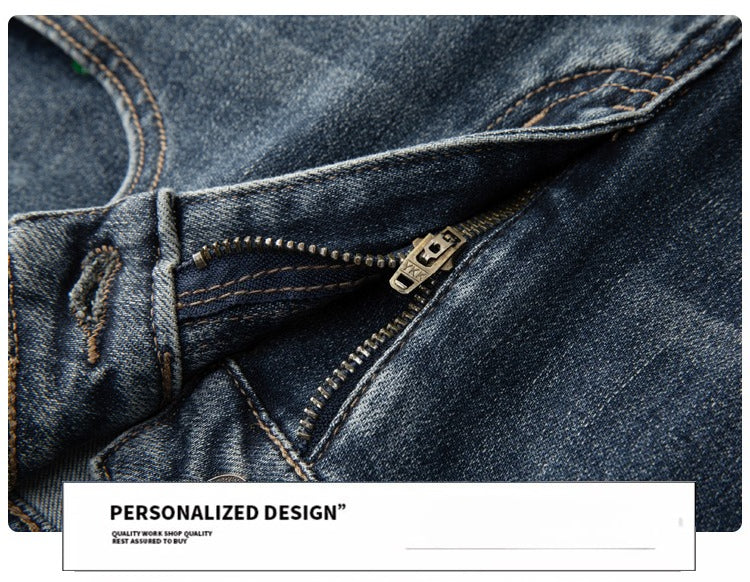 Denim Jacket & Jeans High-Street Trend Retro Casual Matching Distressed Denim Trucker Jacket and Slim-Fit Pants Outfit (jacket and jeans must be purchased separately.)
