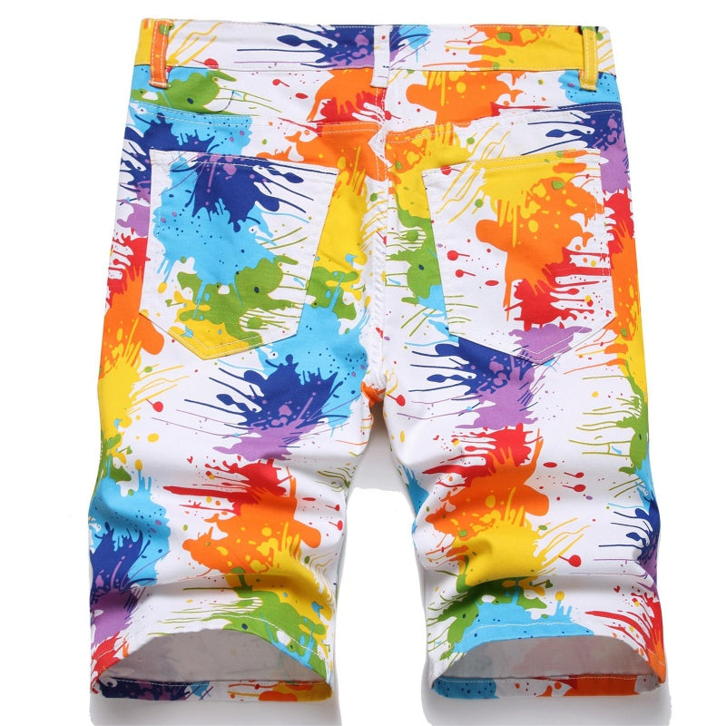 Denim shorts High-quality trendy Distressed with holes casual pure cotton Non-stretch plus-size men's clothing