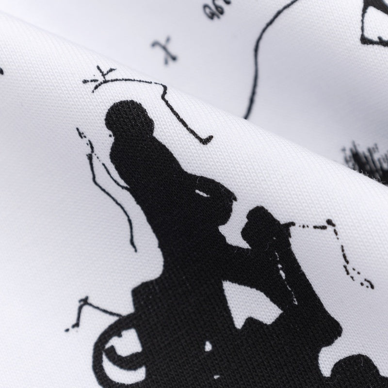 ERD T Shirts Two-Sided Monochrome Art Pattern Casual Shirt