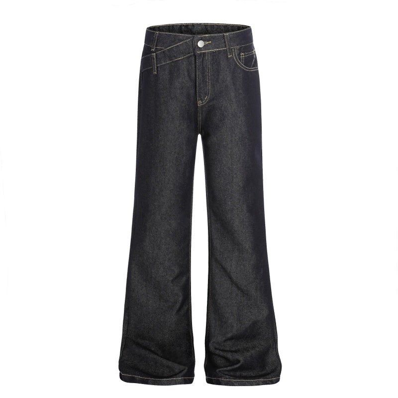 American-style streetwear harem pants Raw Dark Wash Flared Denim