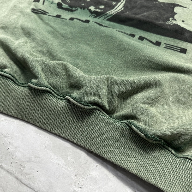 Unisex Vintage Hoodie "Depressed Boy" Limited Edition Hoodie – Custom heavyweight fabric featuring a natural, faded look achieved through Asut-style enzyme and stone washing, with pockets removed after the wash process.