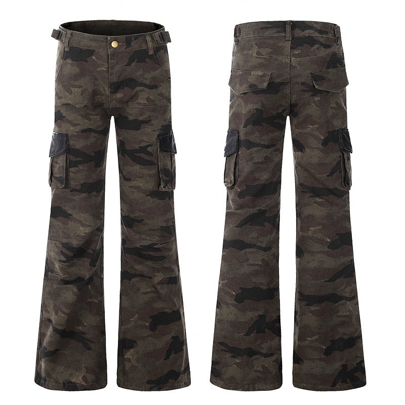 American-style streetwear harem pants Waist adjuster strap vintage silhouette