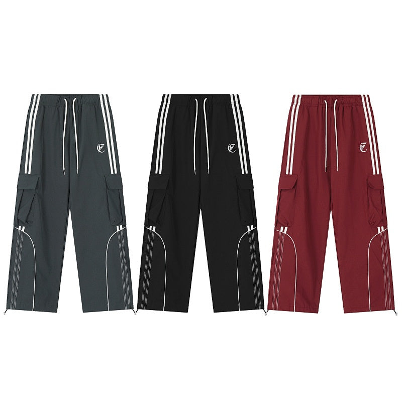 American-style streetwear harem pants Color Block Sporty Utility Cargo Trousers