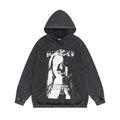 ERD Hoodie Acid Washed Dark Outerwear Front Monochrome Distorted Portrait Typography Print