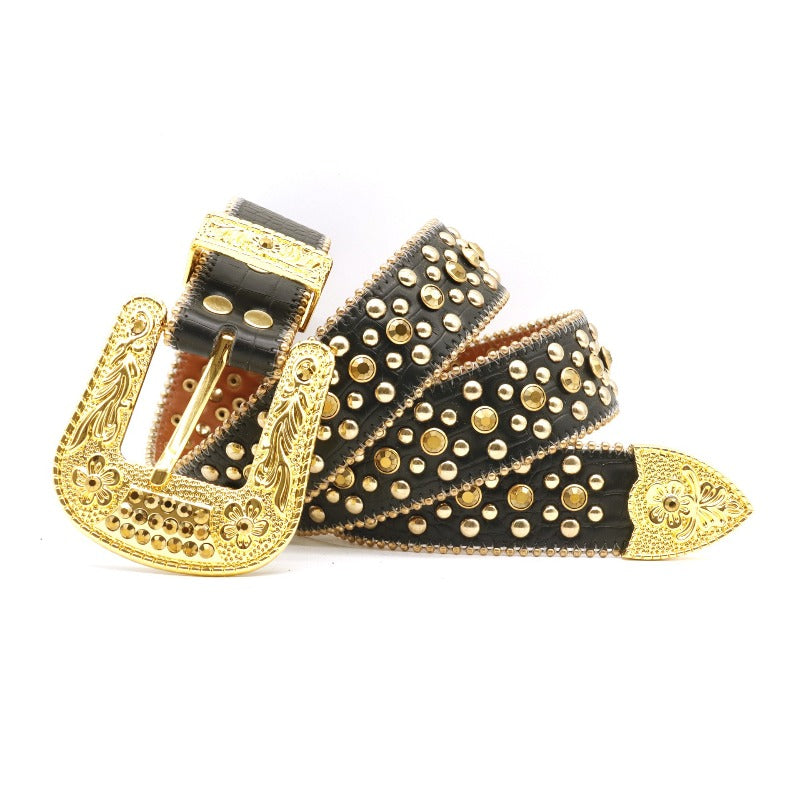 Hip-hop punk rhinestone belt punk style