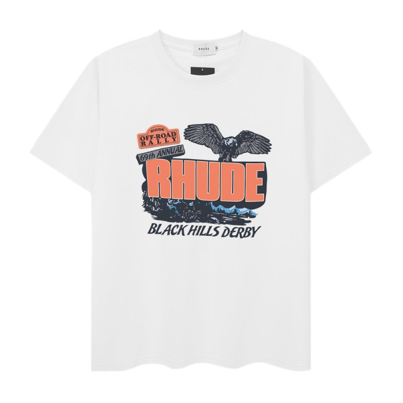 RHUDE T Shirts Retro Flying Eagle Typography