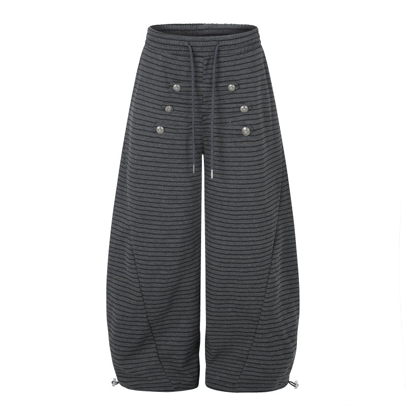 American-style streetwear harem pants Wavy rib fabric baggy street fit