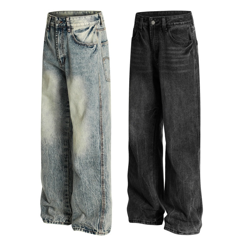 American-style streetwear harem pants Acid Wash Vintage Relaxed Denim Slacks