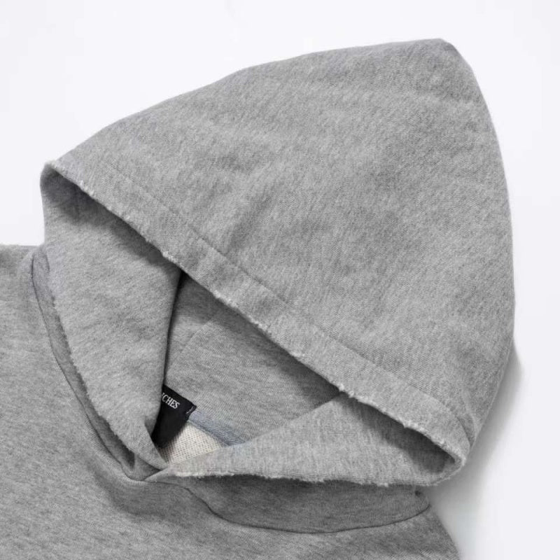 ERD Hoodie Grey Faded Red Dual-Side Figure Print Oversized Pullover