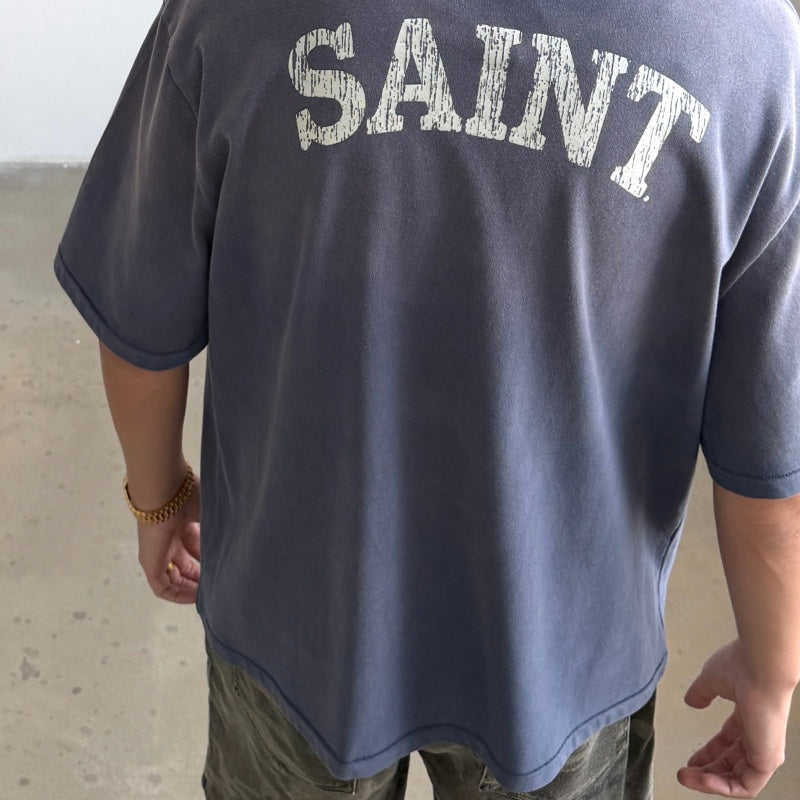 Unisex Vintage T Shirts SAINT MICHAEL "La Lumière" (French for "The Light") Limited Edition. Features heavyweight 320g fabric (post-wash weight) that matches the original specifications, along with vintage-style single-stitch and "blind stitch" (top-