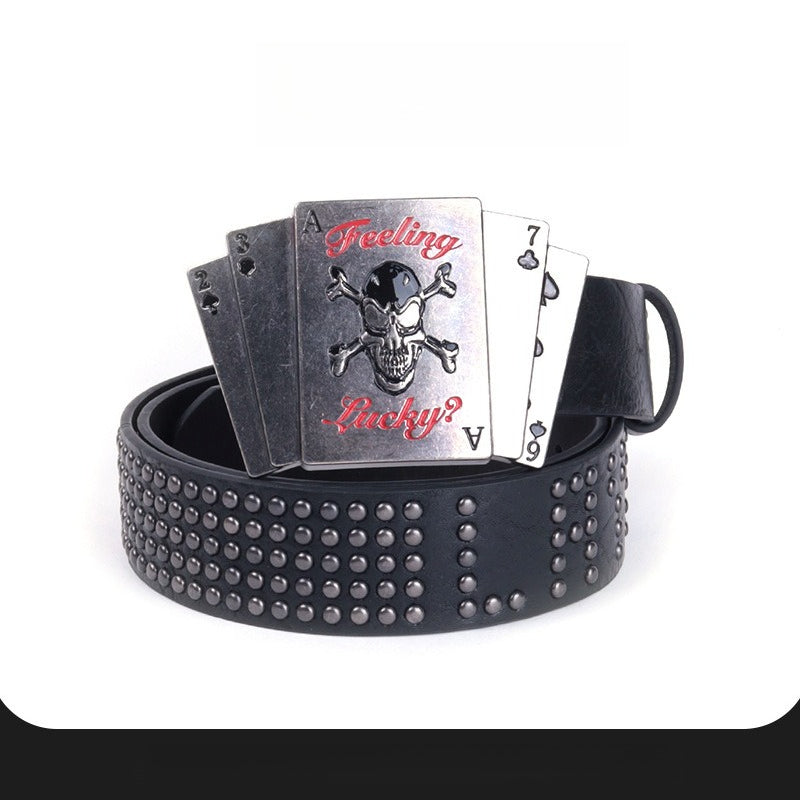 Hip-hop punk rhinestone belt poker board buckle